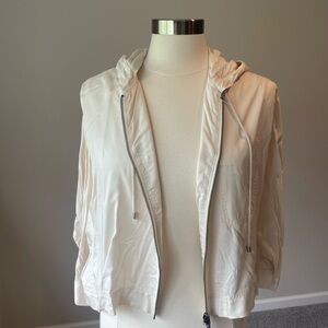 Club Monaco White Bomber Jacket Lightweight Minimalist Design